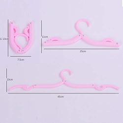 EvaroFly Multipurpose Portable Stretch Folding Hanger, Anti-skidding Save Space Storage Clothes Hanger, Household Travel Camping -Pink 10 Pcs