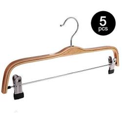 Inveroo 5pcs 37cm Hangers with Clips Use for Skirt Clothes Hanger Pants Hangers Anti-Skid Hooks