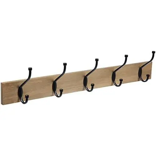 Amazon Basics Wall-Mounted Farmhouse Coat Rack, 5 Standard Hooks, Barnwood Amazon Basics Wall-Mounted Farmhouse Coat Rack, 5 Standard Hooks, Barnwood