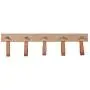 CKB LTD Raw Oak and Leather 5 PEG Rail for Hallway Or Bedroom Wall Mounted Rail Hanger for Coats Hats Drape Scarves Key Hook - Large H20 x W75 x D6.5cm