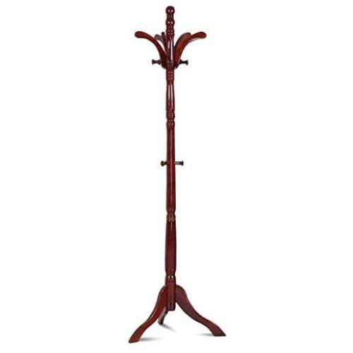 SMART CHOICE AMERICA Redwood Coat Rack Stand Hat Hanger Clothes Holder Umbrella Hook w/Tripod Base for Business Customers and B2B