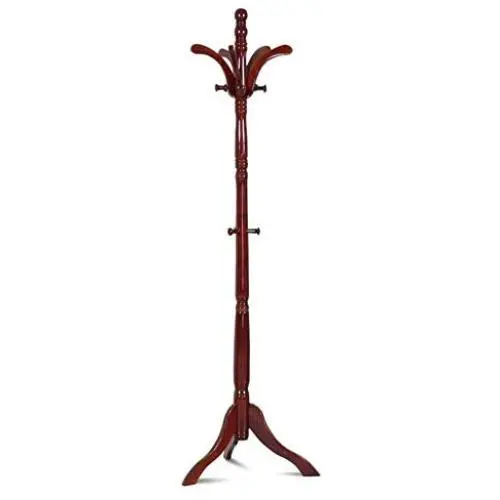 SMART CHOICE AMERICA Redwood Coat Rack Stand Hat Hanger Clothes Holder Umbrella Hook w/Tripod Base for Business Customers and B2B SMART CHOICE AMERICA Redwood Coat Rack Stand Hat Hanger Clothes Holder Umbrella Hook w/Tripod Base for Business Customers and B2B