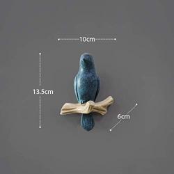 JDSHSO Wall Mounted Home Living Room Decor Hanger Resin Bird Statue Key Holder Coat Clothes Towel Hooks Racks Animal Sculpture (Navy,A Bird)