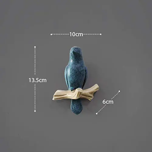 JDSHSO Wall Mounted Home Living Room Decor Hanger Resin Bird Statue Key Holder Coat Clothes Towel Hooks Racks Animal Sculpture (Navy,A Bird)