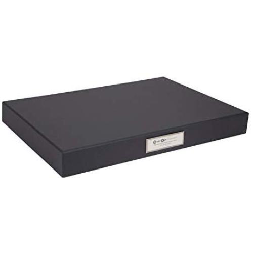 Bigso Sven Fiberboard Classic Hinged Document Box, 1.8 x 13.2 x 9.3 in, Dark Grey