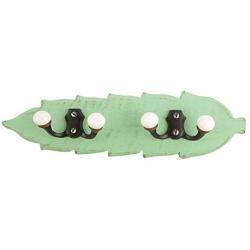Indianshelf Handmade 1 Artistic Vintage Green Wooden Double Loop Key Hooks Hangers/Key Holder for Wall Decorative