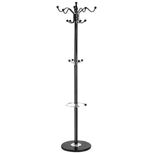 Tangkula 70" Metal Coat Tree, Coat Racks with 15 Hooks, Hat Jacket Stand Tree Holder Hanger Rack w/Marble Base (Black)