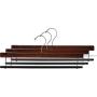 The Great American Hanger Company Walnut Finished Wooden Pants Hanger with Flocked Velvet Bar, (Box of 10) Extra Long 16 Inch Big Wood Bottoms Hangers