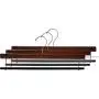 The Great American Hanger Company Walnut Finished Wooden Pants Hanger with Flocked Velvet Bar, (Box of 10) Extra Long 16 Inch Big Wood Bottoms Hangers