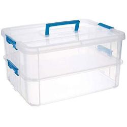 STERILITE 14228604 Stack & Carry 2-Layer Handle Boxes - Quantity 4