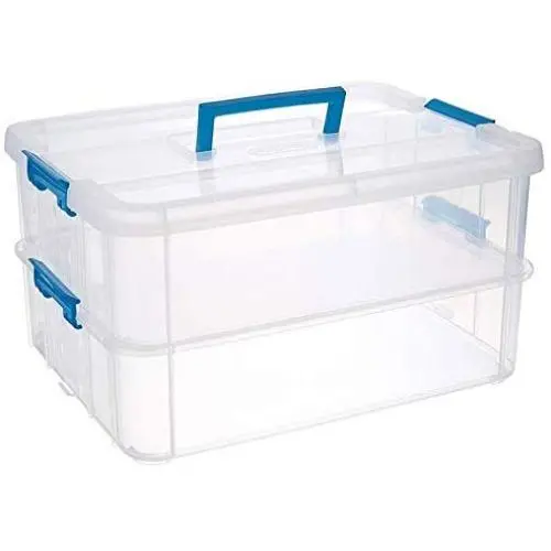 STERILITE 14228604 Stack & Carry 2-Layer Handle Boxes - Quantity 4 STERILITE 14228604 Stack & Carry 2-Layer Handle Boxes - Quantity 4