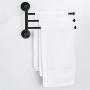 Towel Rack Bathroom Swivel Towel Bar 3 Multi Fold-able Arms Rotation Organizer Swing Towel Shelf Space Saving Hanger Kitchen Hand Towel Holder Wall Mount Stainless Rubber Matte Black MARMOLUX