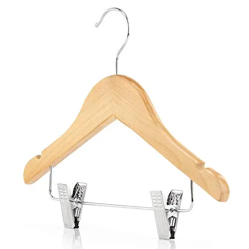 HANGERWORLD 12 Natural Wooden 11.8inch Kids Notched Coat Clothes Garment Hangers Non Slip Adjustable Clips HANGERWORLD 12 Natural Wooden 11.8inch Kids Notched Coat Clothes Garment Hangers Non Slip Adjustable Clips