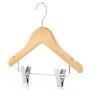 HANGERWORLD 12 Natural Wooden 11.8inch Kids Notched Coat Clothes Garment Hangers Non Slip Adjustable Clips