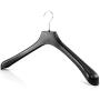 HANGERWORLD 10 Black 19.7inch Plastic Coat Jacket Clothes Garment Top Hangers 1.96inch Wide Broad Shoulder Support