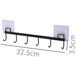 TangFeii Wall Hooks Natural Wall Mounted Clothes Scarf Hat and Bag Storage Hangers Towel Rack Bedroom Decoration (Color : Black, Size : Free Size)