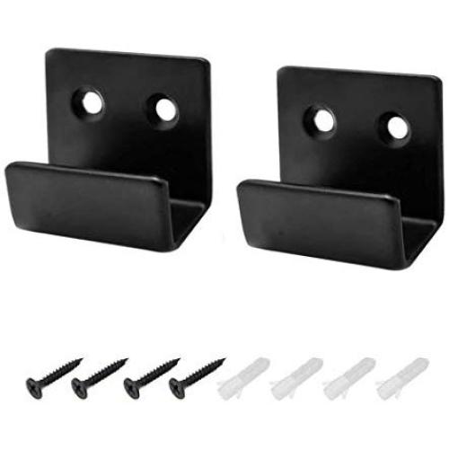 Gjiner Stainless Steel Ceramic Tile Display Wall Hooks Billboard Holder Bracket Wall Mounted Hook Robe Hooks Single Clothes Hanger with Screws Black 2Pcs