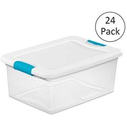 Sterilite 1494 15-Quart Clear Latching Stacking Storage Box, 24 Pack