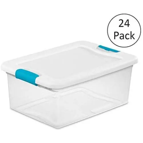 Sterilite 1494 15-Quart Clear Latching Stacking Storage Box, 24 Pack Sterilite 1494 15-Quart Clear Latching Stacking Storage Box, 24 Pack