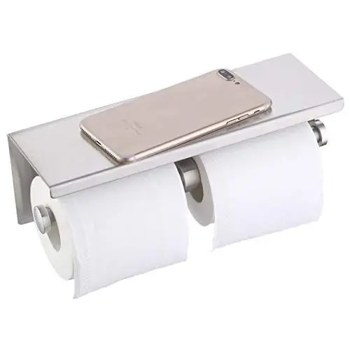 KES Dual Toilet Paper Holder RUSTPROOF Stainless Steel Bathroom Double Tissue Paper Towel Roll Holder Hanger Wall Mount Brushed Finish, BPH201S2-2