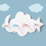 Janicestyle Cloud & Moon & Stars Hooks Rack Hanger ? Decorative Wall Mounted Hooks Rack for Hanging Coats, Scarves, Bags, Purses, Backpacks, Towels and More,Home Decor, Bright Multicolored（4 Hooks）