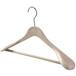 SAASNY Plastic Hangers,10 Extra Wide 45cm Heavy Duty Brown Plastic Jacket Clothes Garment Hangers with Non Slip Trouser Bar,Extra Smooth Finish,for Drying and Storage