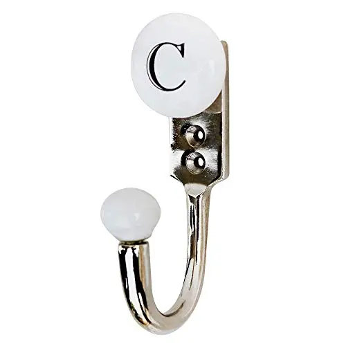 Indianshelf Handmade 1 Artistic Vintage White Ceramic Flat Key Hooks Holders/Heavy Duty Hooks for Garage