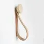 Round Beech Wood Wall Closet Coat Hook/Hanger with Leather Strap