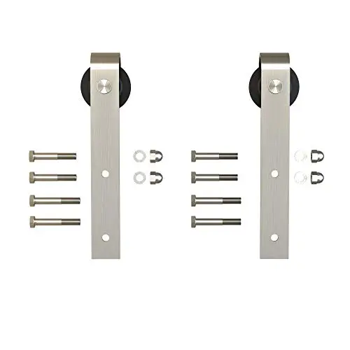 2 Satin Nickel Brushed Sliding Barn Door Hardware Hanger Rollers,Side Mount Standard Wheel 2 Satin Nickel Brushed Sliding Barn Door Hardware Hanger Rollers,Side Mount Standard Wheel