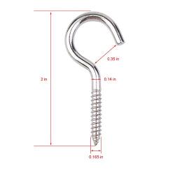 20 Pcs Stainless Steel Cup Hooks for Hanging, 2 Inch Eye Screw Bolt S Hooks Self-Tapping Ceiling Hooks Round End Screw Hooks for Indoor Outdoor Use