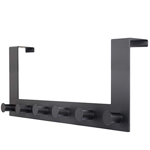 WEBI Over The Door Hook,Over The Door Towel Rack with 6 Hooks for Hanging Coats,Door Coat Hanger Over Door Coat Rack for Bathroom,Behind Back of Door,Black