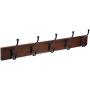 AmazonBasics Wall-Mounted Farmhouse Coat Rack, 5 Standard Hooks, Light Walnut