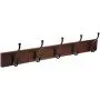 AmazonBasics Wall-Mounted Farmhouse Coat Rack, 5 Standard Hooks, Light Walnut