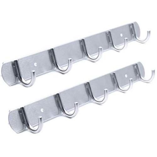 Vonty 2pcs Wall Mounted Coat Hooks Aluminum Towel Hat Clothes Hanger Rack with 5 Hooks