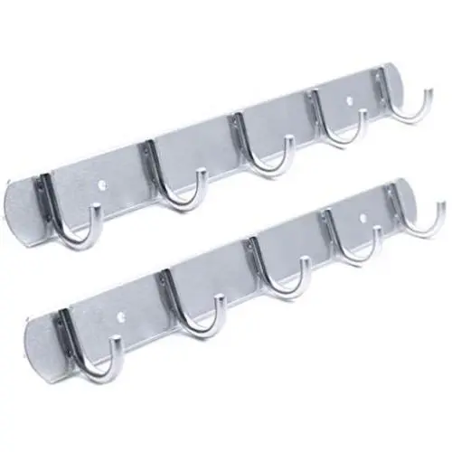 Vonty 2pcs Wall Mounted Coat Hooks Aluminum Towel Hat Clothes Hanger Rack with 5 Hooks Vonty 2pcs Wall Mounted Coat Hooks Aluminum Towel Hat Clothes Hanger Rack with 5 Hooks