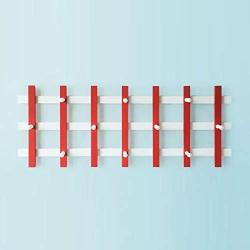 Cxjff Wall-Mounted Coat Rack Hanger Hat Stand Clothes Holder Decoration Multi-Hooks Solid Wood, 2 Colors, 3 (Color : Red, Size : 10039.79CM)