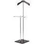MyGift Brown Wood & Metal Suit Valet Floor Stand/Garment Organizer Rack/Coat & Pants Hanger