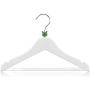 HANGERWORLD 18 White Wooden 11.8inch Kids Notched Coat Clothes Garment Hangers Non Slip Pants Bar Animal Head Design