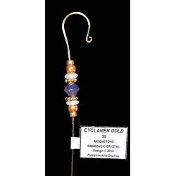 Handmade Jeweled Ornament Hanger Hook- CYCLAMEN GOLD