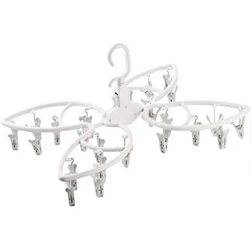 Fine Drying Rack with 24 Clips, Folding Stainless Steel Clothes Drying Rack, Sock Drying Hanger, Baby Hangers
