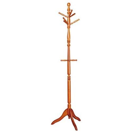 HTDZDX Free Standing Coat Hat Rack Stand with 3 Tiers 9 Hooks, Multifunctional Clothes Hanger Heavy Duty Hall Tree Stand Hanger - White/Wood Color (Color : A)