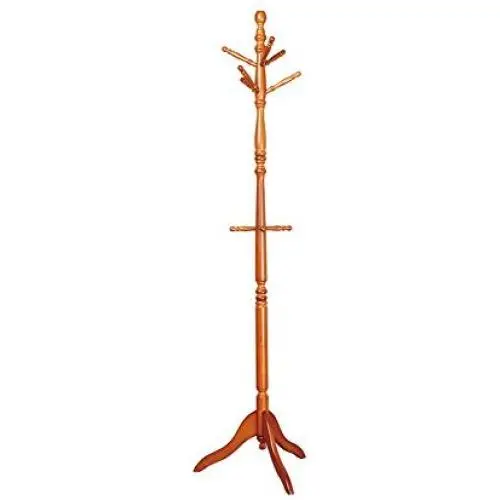 HTDZDX Free Standing Coat Hat Rack Stand with 3 Tiers 9 Hooks, Multifunctional Clothes Hanger Heavy Duty Hall Tree Stand Hanger - White/Wood Color (Color : A)