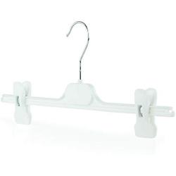 HANGERWORLD 10 White 15inch Plastic Coat Clothes Garment Pants Skirt Hangers Adjustable Clips