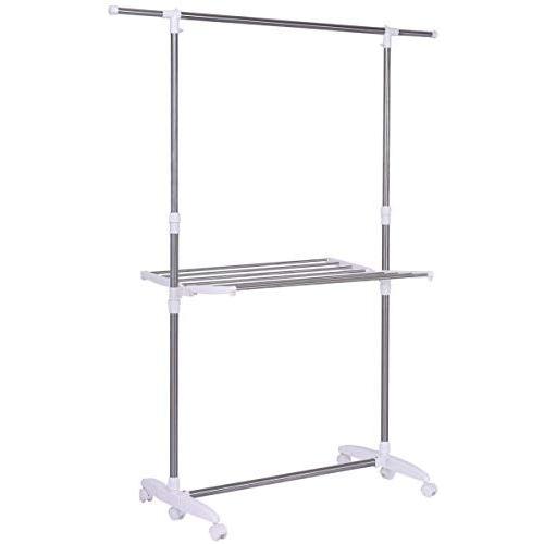 Heize best price Sliver Color Folding Drying Rack Extendable Rolling Storage Hanger Adjustable Laundry Clothes (U.S. Stock) Heize best price Sliver Color Folding Drying Rack Extendable Rolling Storage Hanger Adjustable Laundry Clothes (U.S. Stock)