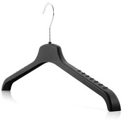 HANGERWORLD 50 Black 18inch Plastic Coat Jacket Clothes Garment Top Hangers with Non-Slip Arm Ridges