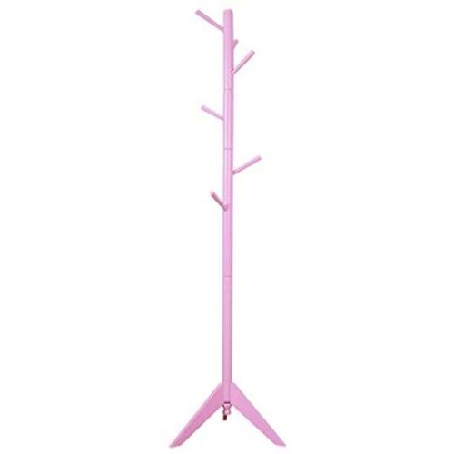 JAD@ Real Wood Rotating Floor Coat Rack Hanging Clothes Hangers Modern Minimalist Bedroom Porch Paint Rack (Color : Pink)