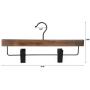 TOPIA HANGER Wooden Pants Skirt Slacks Bottoms Hangers 10 Pack with Metal Anti-Wrinkle Clips, Premium Retro Finish with 360°Black Hooks- CT03A