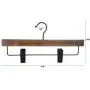TOPIA HANGER Wooden Pants Skirt Slacks Bottoms Hangers 10 Pack with Metal Anti-Wrinkle Clips, Premium Retro Finish with 360°Black Hooks- CT03A