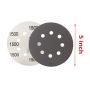 S&F STEAD & FAST 60pcs 5 Inch Sanding Discs Hook & Loop 8 Holes Wet Dry 400 600 800 1000 1500 2000 Grit Orbital Sander Sandpaper with Tack Cloth, Silicon Carbide Round Flocking Sandpaper