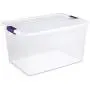 Sterilite 17571706 66 Quart/62 Liter ClearView Latch Box, Clear Lid & Base w/ Sweet Plum Latches, 6-Pack Sterilite 17571706 66 Quart/62 Liter ClearView Latch Box, Clear Lid & Base w/ Sweet Plum Latches, 6-Pack